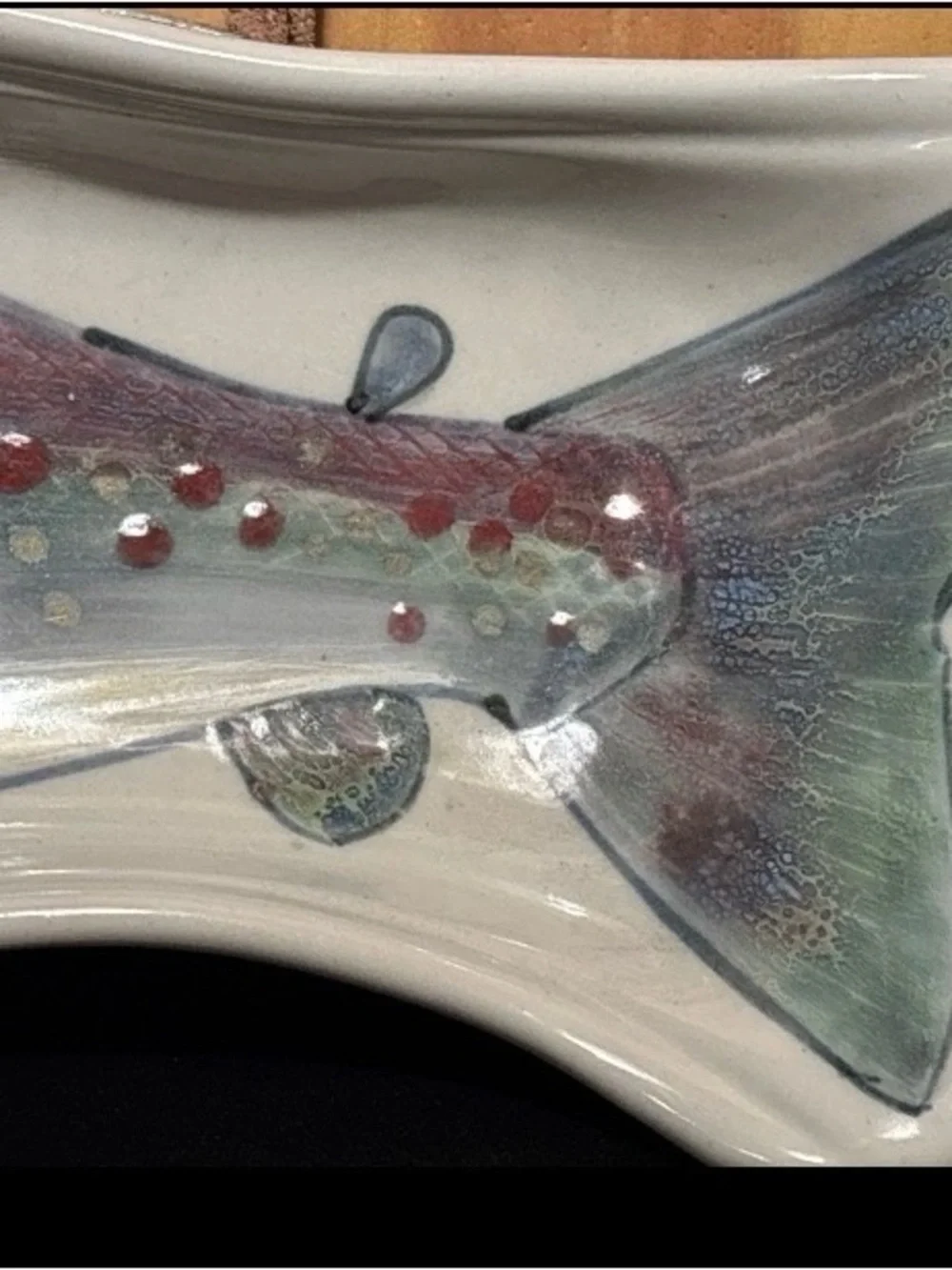 Highland Stoneware Fish Shaped Dish/ Wall Hanging - Made in Scotland F/S 17”x5.5